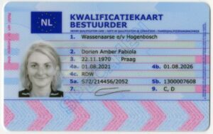 voorbeeld kwalificatiekaart bestuurder voorkant - ASA Foto & Film Fotograaf Tessa Witvoet