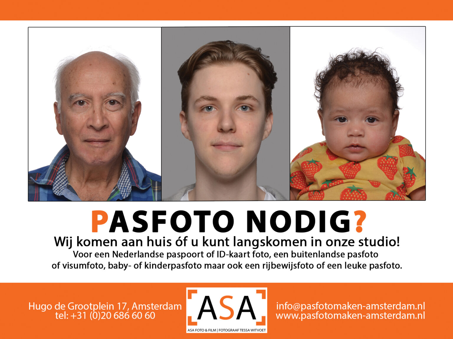 Pasfoto aan huis - zowel in een zorginstelling/tehuis als bij u thuis