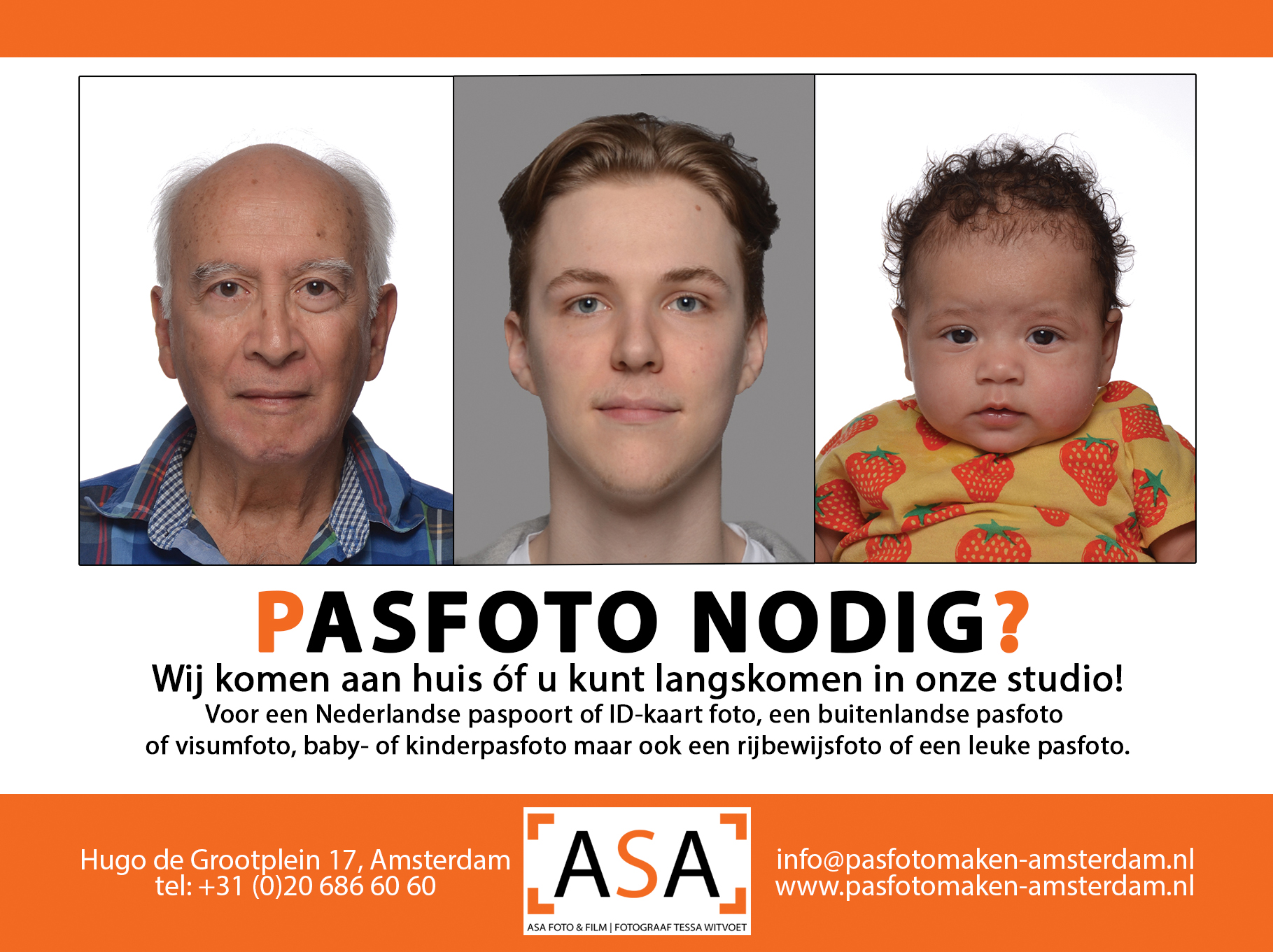 Pasfoto aan huis - zowel in een zorginstelling/tehuis als bij u thuis